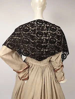 Civil War Era Black Spanish Lace Mantle Shawl For Dress • $78
