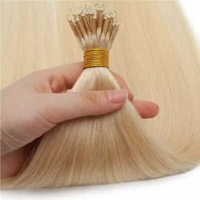 £24 • Buy 14 -24  1g Nano Ring Tip Russian Indian Remy Human Hair Extensions Double Drawn