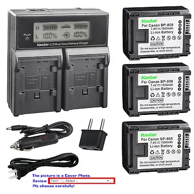 Kastar Battery Dual Fast Charger For Canon BP-808 & Canon VIXIA HF S11 Camcorder • $29.99