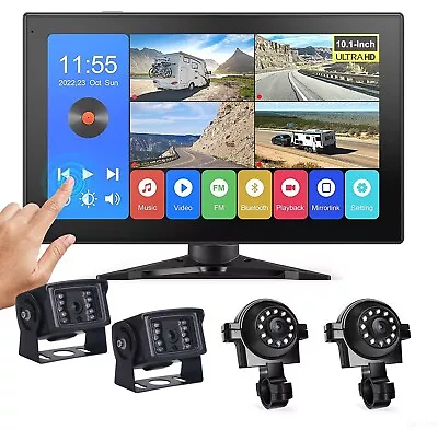 RV Backup Camera System 10.1  Touch Quad Monitor DVR Recording For Truck Trailer • $184.50