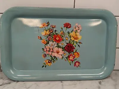 Vintage Metal Floral Servant Tray • $18.75