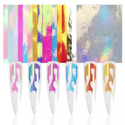 £3.99 • Buy Nail Art Stickers Decals Fire Flame Nail Vinyls Stickers Glitter Laser 16 Colors