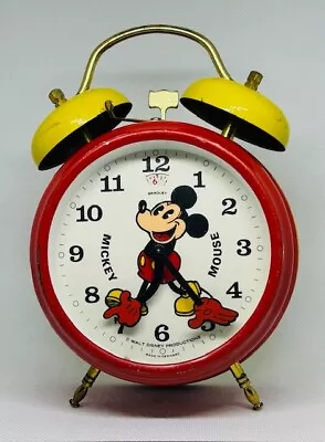 Mickey Mouse Walt Disney Productions VTG Alarm Clock Works Germany See Photos • £19.78
