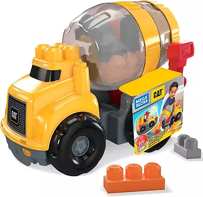 MEGA BLOKS Cat Fisher Price Toddler Building Blocks Cement Mixer Toy Truck With • $32.38