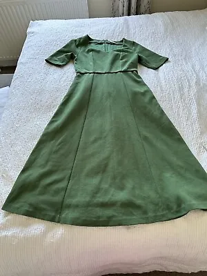 £39.99 • Buy Lovely Boden Green Ribbed Fitted Midi Dress Size 14 L 60s Style Party Work