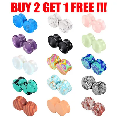 Natural Ear Gauges-Organic Stone Ear Plugs-Double Flared Flesh Tunnels - 1PAIR • $4.99