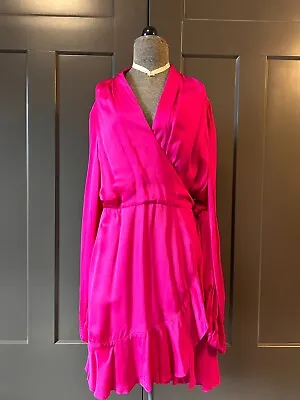 Banana Republic Hot Pink Wrap Dress Size Large • $45