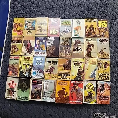 Lot Of (33) Vintage Western Paper Back Books Mixed Authors Great Variety 60s 70s • $64.60