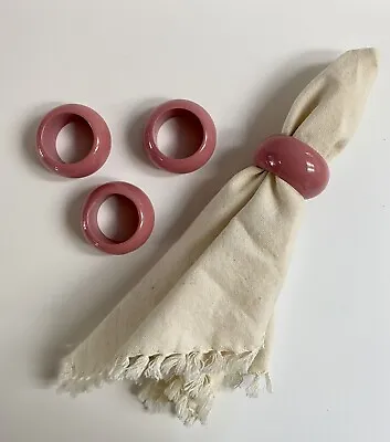 Set Of 4 Retro Round Napkin Rings Vintage Tableware. 1980’s Mauve • $5.99