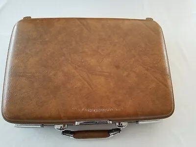 Vintage American Tourister Combo Lock Briefcase Hardshell Brown Leather • $74.95