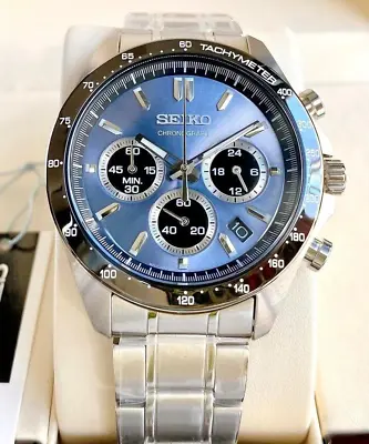 Seiko Spirit SBTR027 Chronograph Blue Dial Stainless Steel Men's Watch • $135
