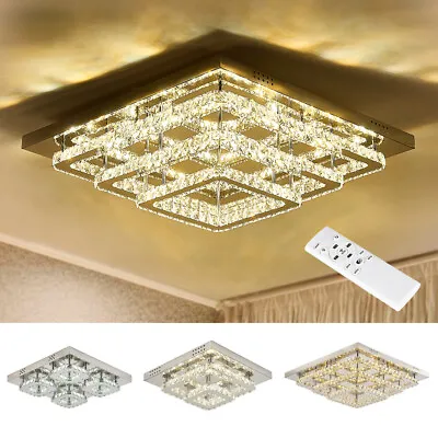 Modern LED Crystal Ceiling Lights Pendant Chandelier Lamp Living Dining Room • £29.99