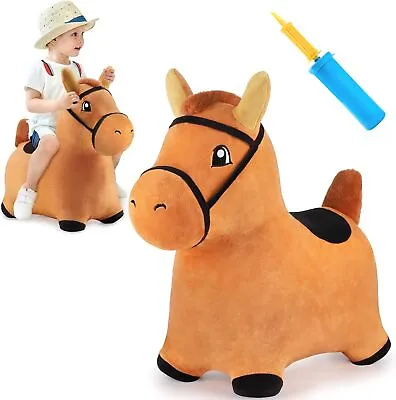 Brown Hopping Horse Toddler Plush Animal Hopper Toy Kids Inflatable Ride On Gift • $74