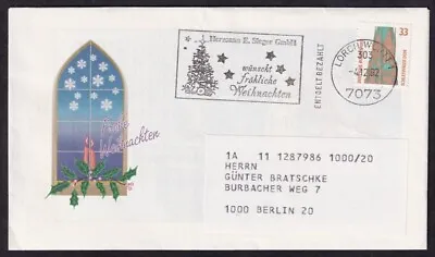 Germany - West 1992 Merry Christmas Illustrated Cover. LORCH WÜRTT Slogan • £0.07
