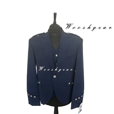 £59.99 • Buy Argyle Blue UK44R  Jacket And Waistcoat 100% Serge Wool.