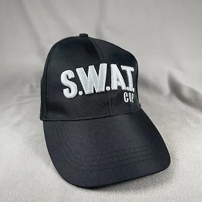 SWAT Cop Hat Mens Adjustable Black Snap Back Work Wear Guard Costume • $10.92