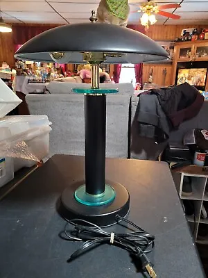 Metal Touch Table Lamp Mushroom Dome Atomic Flying Saucer UFO 18  3 Way Black • $40