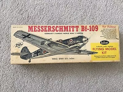 Vintage Messerschmitt Bf-109 Flying Model Kit Box W/Decals & Guillow's Booklets • $6