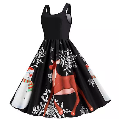 Women Christmas Swing Skater A-Line Dress Xmas Party Dresses Plus Size Festival • $24.99