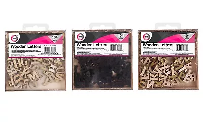 Wooden Letters Decorate Walls Doors Cards 3 Different Colours 104 Piece Set • £3.39