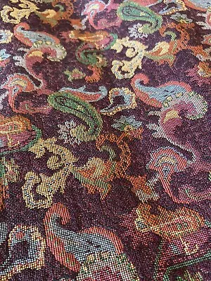 Tapestry Paisley Brocade Jacquard Purple Burgundy Upholstery Fabric 34x54 • $19.95