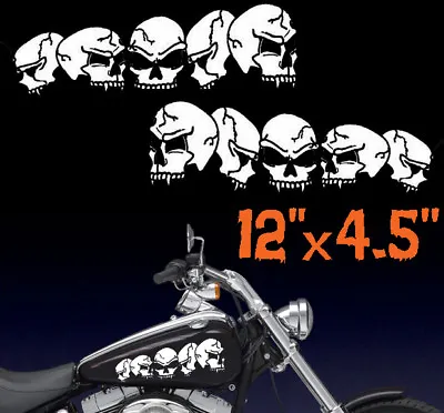 FGD Row Of Skulls Motorcycle Gas Tank Decal / Sticker Set Of 2 12  X 4.5   • $12