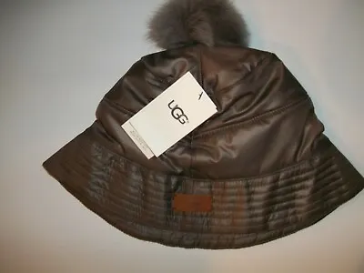 UGG All Weather Stormy Grey Insulated BUCKET HAT W/ POM Womens LARGE / XL  NEW • $53.99
