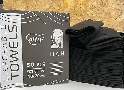 Black Disposable Beauty Salon Non Woven Towels Cloth Face & Hair 40 X 70 Cm • £18