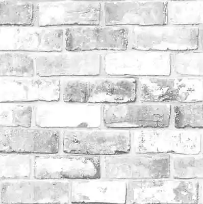 White Brick Wall With Grey Shimmer Tones Effect Faux Debona Wallpaper 6751 • £7.99