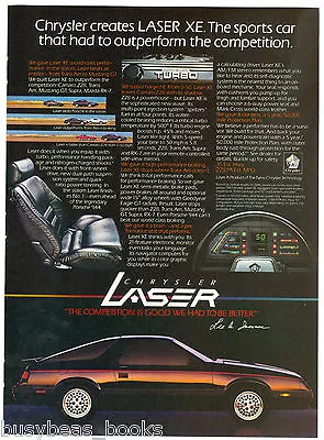 1984 CHRYSLER LASER Advertisement Chrysler Laser XE Turbo • $7.36