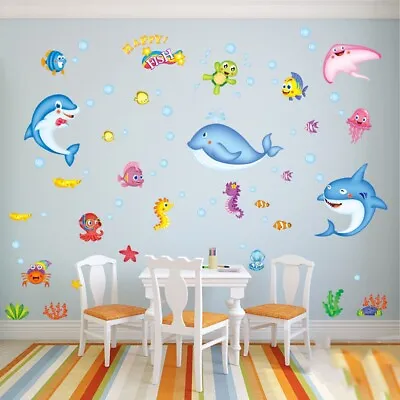 Underwater Sea Life Wall Stickers PVC Removable & Reusable Home Decals • £7.45