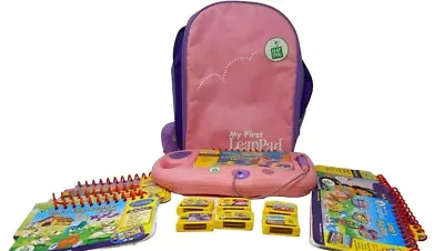 LeapFrog Pink My First Leap Pad Bundle With 6 Books & 6 Cartridges & Bag • £29.95