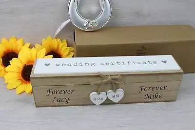 Personalised Wedding Certificate Holder Wooden Marriage Certificate Box • £19.90