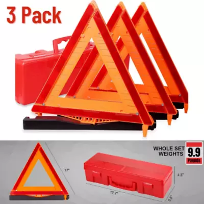 Emergency Warning Triangle DOT Approved Reflective Safety Roadside Kit For Car • $34.99