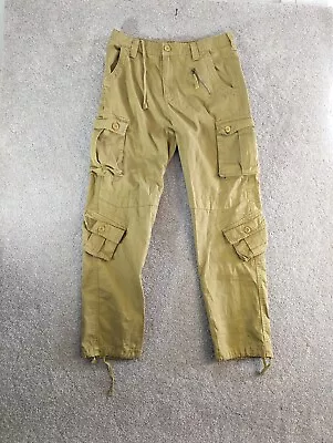 Must Way Pants Y2k 40 Brown Cargo Utility Military Drawstring Paratrooper 42x33 • $25