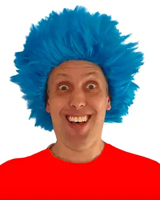 Thing 1 Thing 2 Blue Fuzzy USA Team Spirit 80s Punk Wig Cat Hat Dr. Seuss  • $14.99