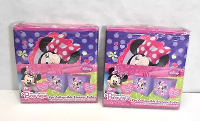 Disney Minnie Mouse Bowtique Purple Pink Storage Cube 10  X 10  X 10  4 Piece • $25.95