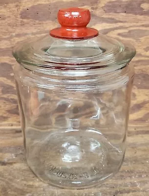 Vintage Early Tom's Glass Cracker Peanut Jar Counter Top Tom Huston Embossed • $69.99