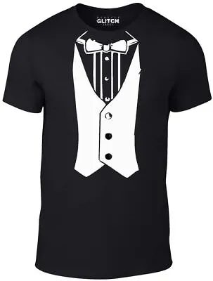 Tuxedo T Shirt - Funny T-shirt Comic Fancy Dress Retro Party Smart Shirt Tie Fly • £12.99