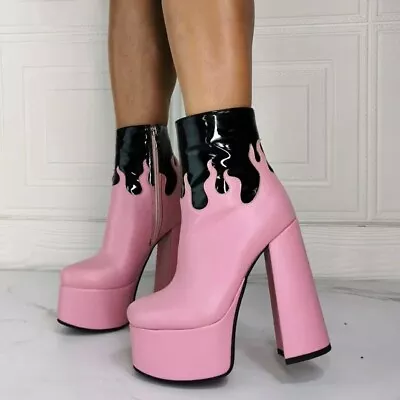 Pink Flame Pump Boots • $53