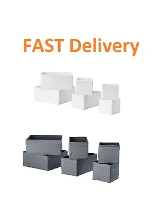 Ikea Skubb Set Of 6 Drawer Organiser Storage Boxes Wardrobe 2 Colour Grey White • £12.99