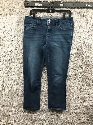 Elle Jeans Size 8 Womens Medium Wash Blue Straight Crop • $9.21