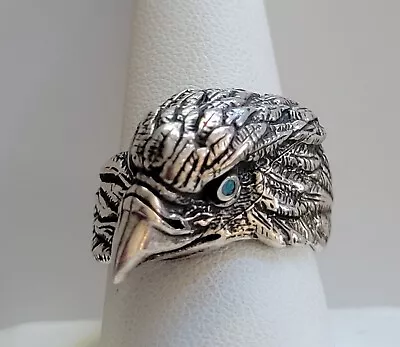 Old Pawn Vintage Running Bear MEN's 3D EAGLE STERLING SILVER Ring Size 10 • $8.50