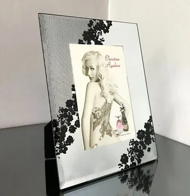 Mirror Photo Frame Black Silver Wall 6x4 Free Christina Aguilera Picture- Gift • £1.69