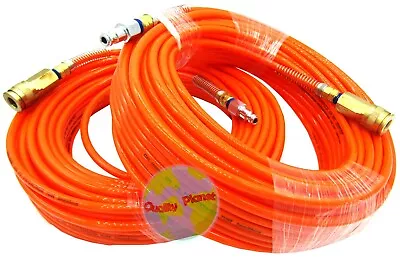 (Qty:2) 100' X 1/4  NPT Orange Air Compressor PU Hose Roofing Framing + Couplers • $64.99