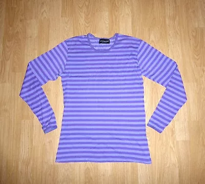 Marimekko Women's Blouse Top Cotton Striped Purple Long Sleeve Sz L • $14.99