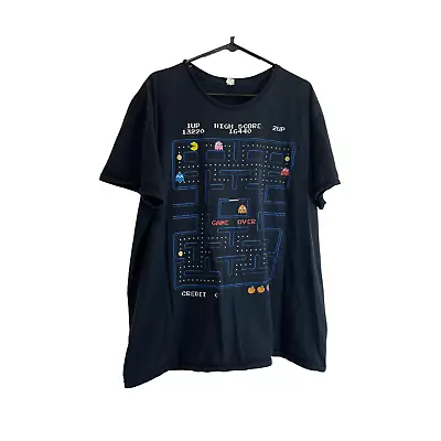 PAC MAN Arcade Video Game Black Graphic Logo Tee T Shirt Mens Size 2X • $7.99