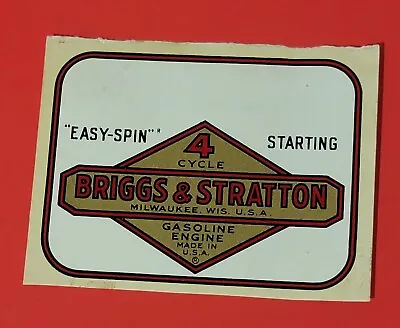 NOS Vintage Briggs & Stratton 4 Cycle Easy Spin Engine Decal Sticker 1970's • $19.99