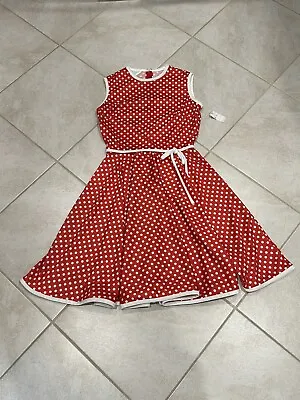 Vintage Red White Polka Dot Sears Sleeveless Dress Sz 18 New • $26