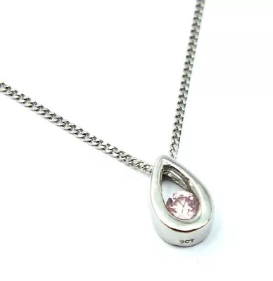 £14.50 • Buy .375 9ct WHITE GOLD Round 3mm MAHENGE PEACH GARNET Tension Necklace, 2.27g - C83